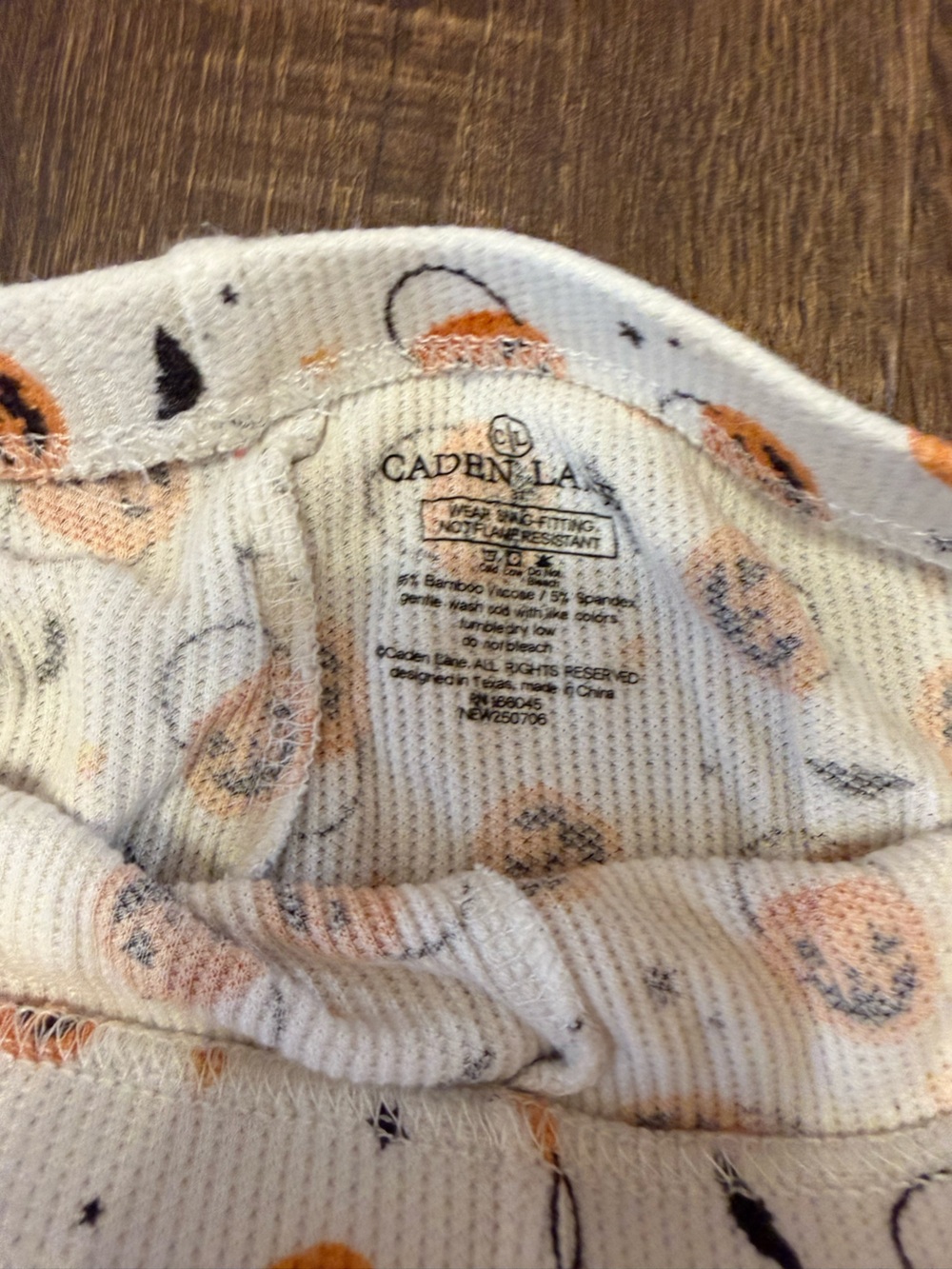 Caden Lane Cream Pajama Top with Orange Pumpkin Print